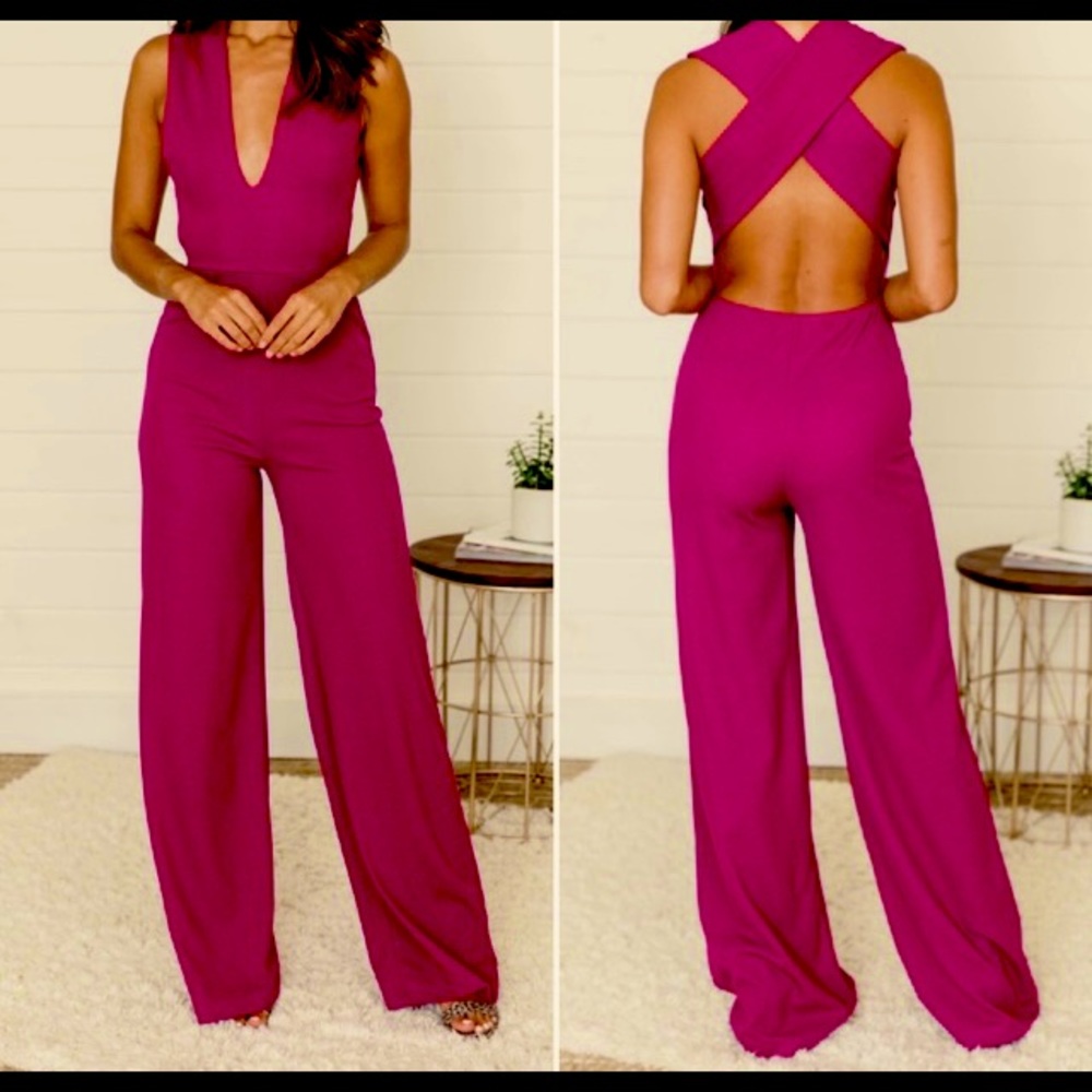 NWT Woman’s L Magenta Jumpsuit